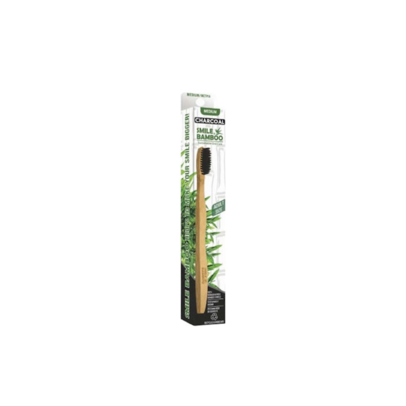 Smile Bamboo Οδοντόβουρτσα Ενηλίκων Μαύρη Medium