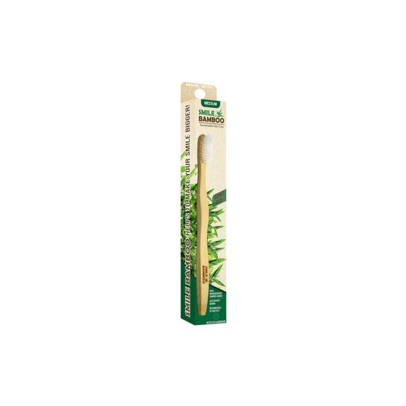 Smile Bamboo Οδοντόβουρτσα Ενηλίκων Λευκή Medium