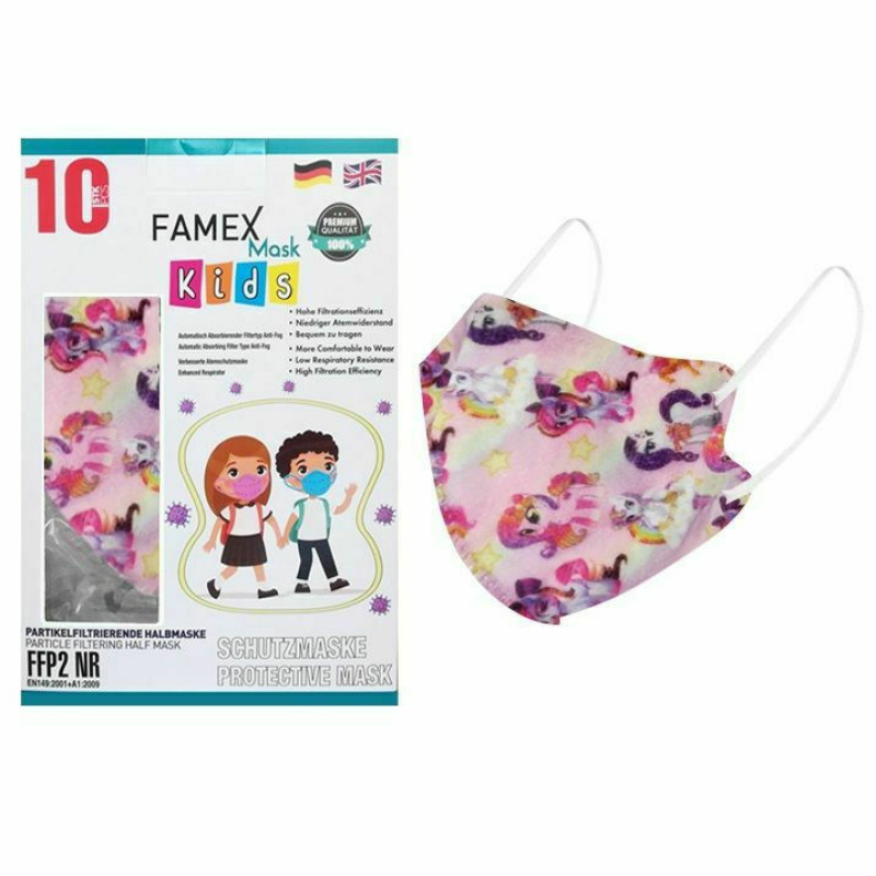 Famex Kids FFP2 NR Particle Filtering Half Mask Unicorn 10τμχ