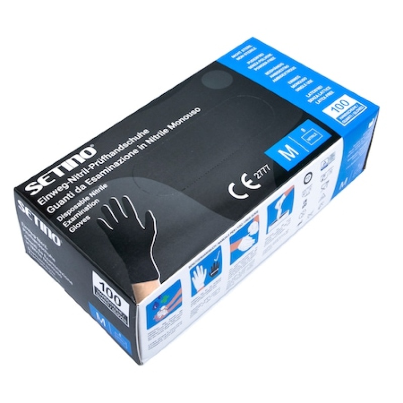 Γάντια Νιτριλίου Extra Strong Μαύρα Setino,100τμχ - Image 2