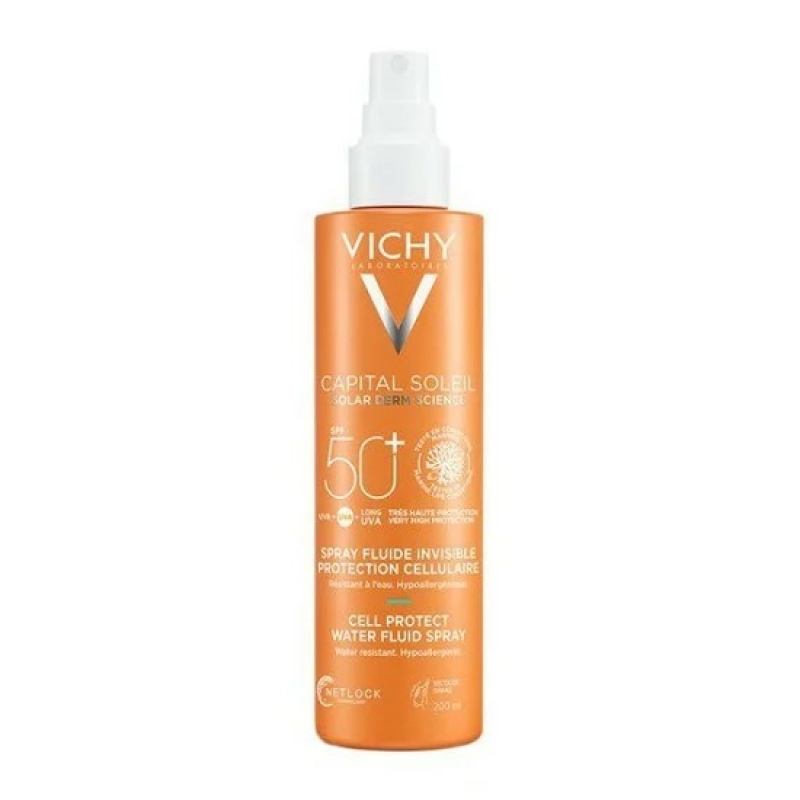 Vichy Capital Soleil Cell Protect Water Fluid Spray-Αντηλιακό Γαλάκτωμα για Πρόσωπο και Σώμα SPF50+, 200ml