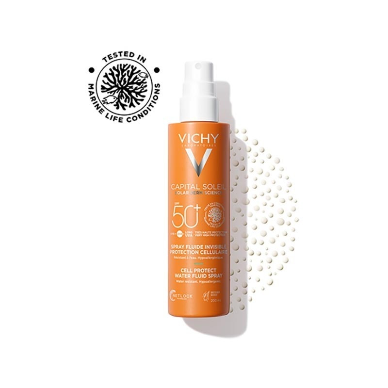 Vichy Capital Soleil Cell Protect Water Fluid Spray-Αντηλιακό Γαλάκτωμα για Πρόσωπο και Σώμα SPF50+, 200ml - Image 3