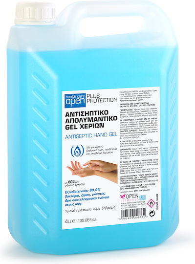 Αντισηπτικό Gel Χεριών με 80% Αλκοόλη 4lt Open Cosmetics