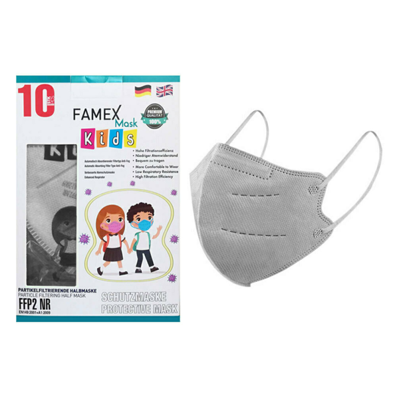 Famex Kids FFP2 NR Particle Filtering Half Mask Γκρι 10τμχ