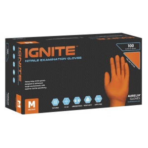 Ignite Γάντια Νιτριλίου Χωρίς Πούδρα Πορτοκαλί, 100τμχ