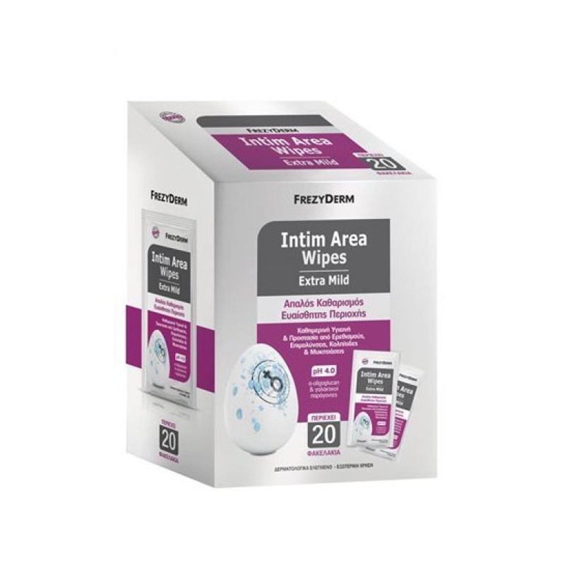 Frezyderm Intim Area Wipes Extra Mild pH 4 Μαντηλάκια Καθαρισμού Ευαίσθητης Περιοχής 20τμχ - Image 2