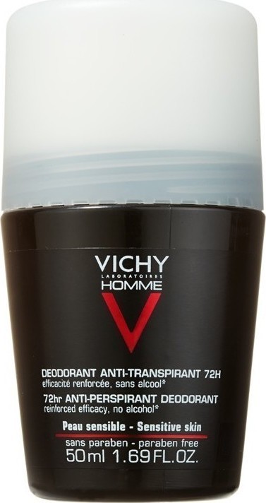 Vichy Deodorant Homme Anti-Transpirant 72h Ανδρικό Αποσμητικό Μεγάλης Διάρκειας Roll On 50ml