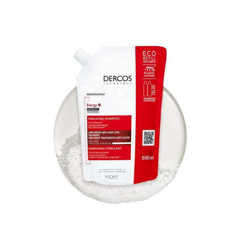 Vichy Dercos Energy+ Stimulating Shampoo Σαμπουάν για την Τριχόπτωση Eco Refill 500 ml - Image 2