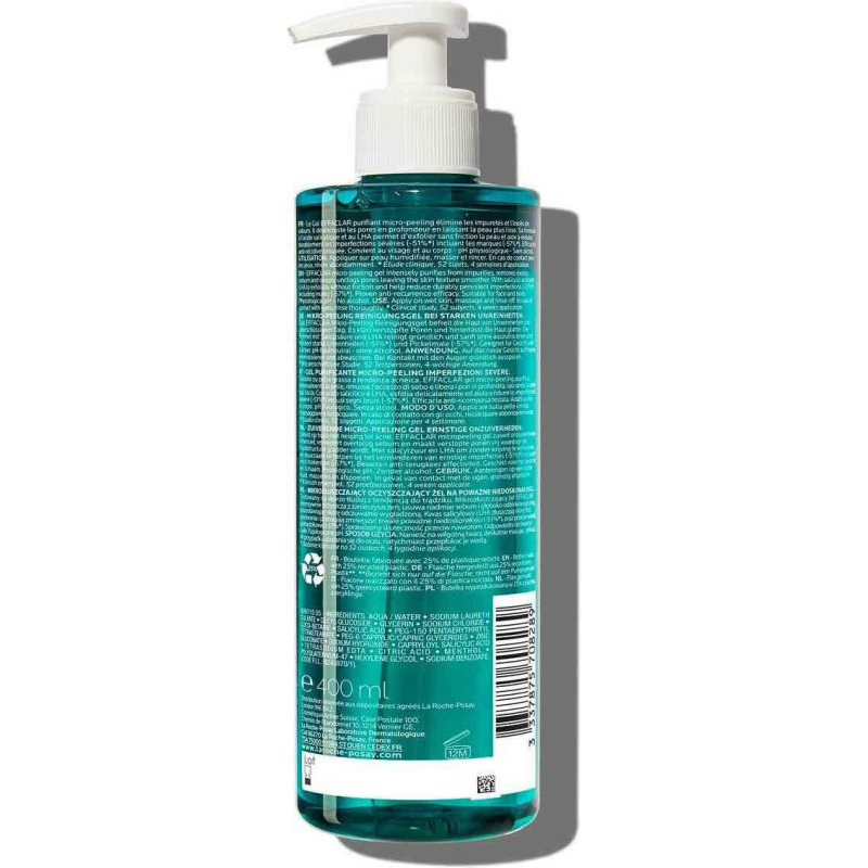 La Roche Posay Gel Καθαρισμού Effaclar Face And Body Micro-Peeling Purifying Wash για Λιπαρές Επιδερμίδες 400ml - Image 2
