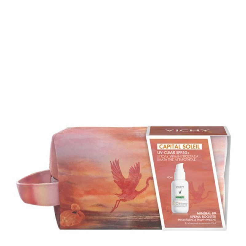 Vichy Uv Clear Summer Pouch Λεπτόρευστο Αντηλιακό Κατά Των Ατελειών 40ml Spf50+ & ΔΩΡΟ Vichy Mineral 89 Moisture 72h Boosting Cream 15ml