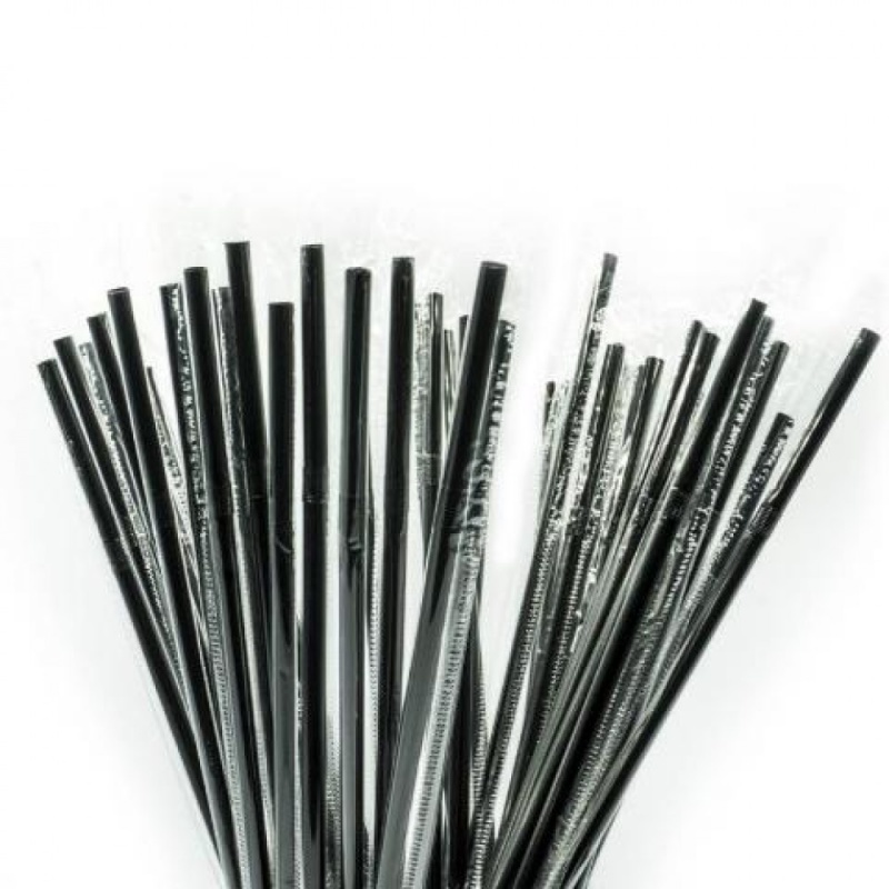 Καλαμάκια frappe μαύρα reusable 1000τμχ 240x5mm