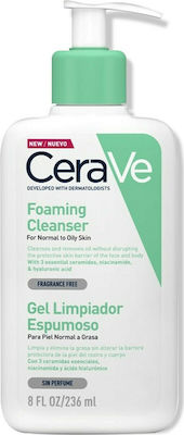 CeraVe Foaming Cleanser Gel, Αφρίζον Gel Καθαρισμού για Πρόσωπο και Σώμα με Υαλουρονικό Οξύ, Ceramides και Νιασιναμίδη 236ml