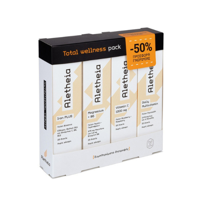 Aletheia Total Wellness Multivitamin & Vitamin C 1000mg & Magnesium + B6 & Iron Plus για το Ανοσοποιητικό 1000mg