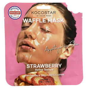 Kocostar Waffle Face Mask Strawberry, Καθαρισμός & Λάμψης