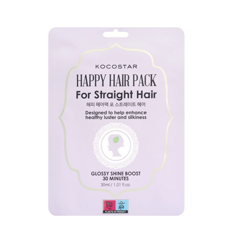 Kocostar Happy Hair Pack for Straight Hair Θρεπτική Μάσκα για Τόνωση & Λάμψη των Ίσιων Μαλλιών 1 Σκουφάκι 30ml