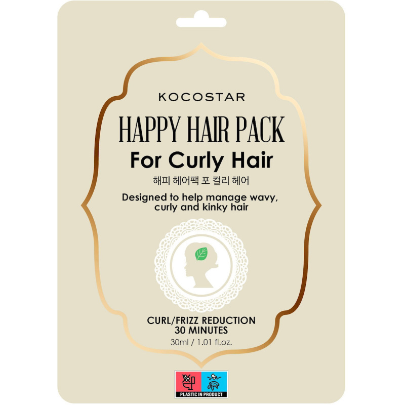 Kocostar Happy Hair Pack Μάσκα Μαλλιών for Curly Hair για Λείανση 1 Σκουφάκι 30ml