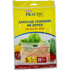 Σακούλες Τροφίμων με Zipper 1,5lt Practic, 20τμχ