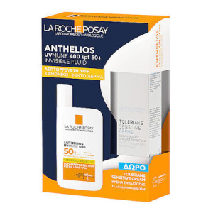 La Roche-Posay Anthelios UVMUNE 400 Fluid SPF50+ Aντηλιακό Προσώπου για Κανονικό-Μικτό Δέρμα & Δώρο Toleriane Sensitive Ενυδατική Κρέμα, 15ml, 1σετ