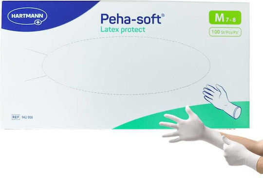 Hartmann Peha-Soft Γάντια Λάτεξ Λευκά Χωρίς Πούδρα 100τμχ
