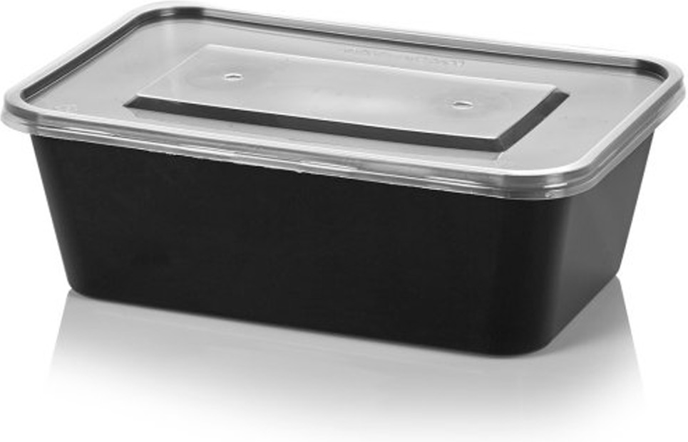 Πλαστικό Σκεύος PP 750ml με Καπάκι Μαύρο 50τμχ